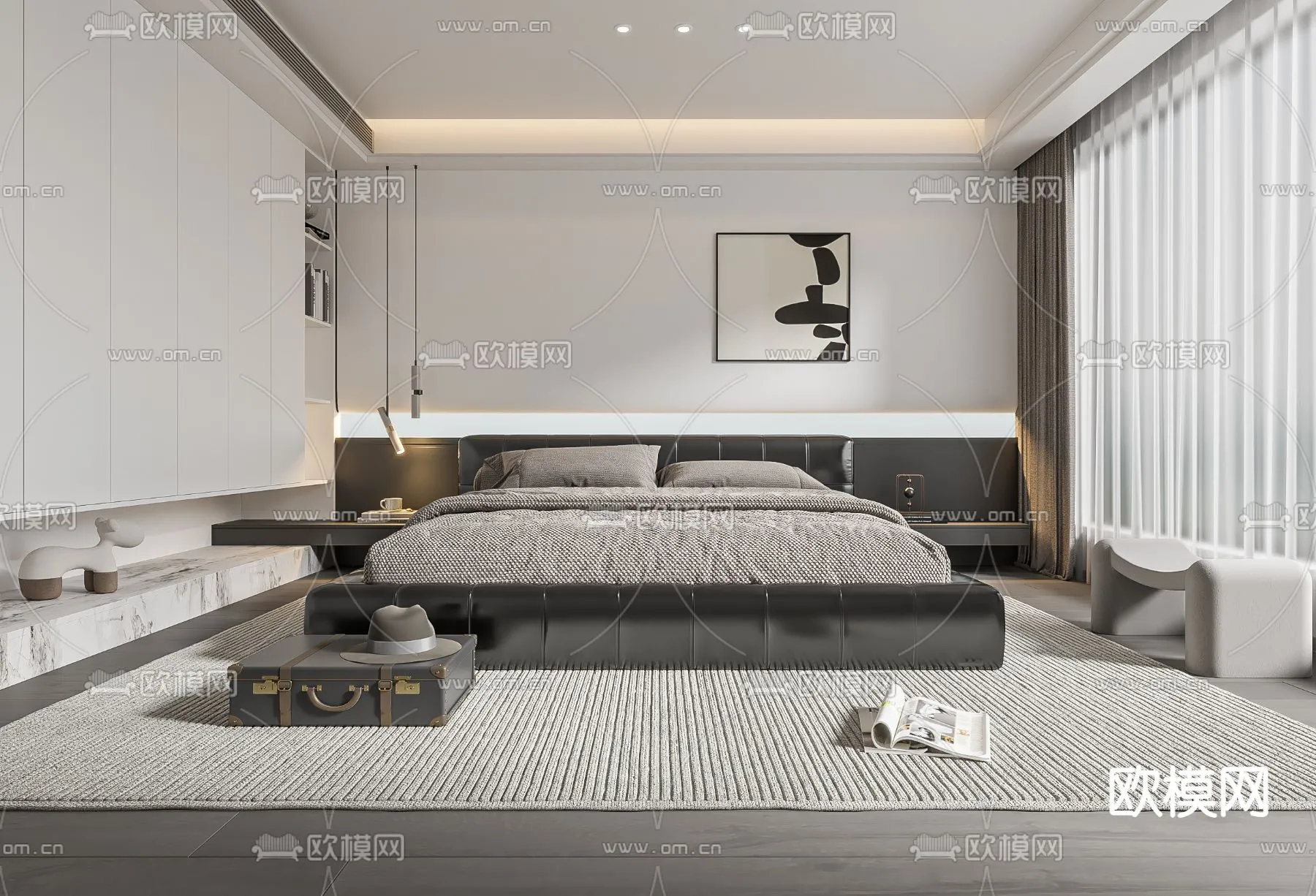 BEDROOM – MODERN STYLE – VRAY / CORONA – 3D MODEL – 2133