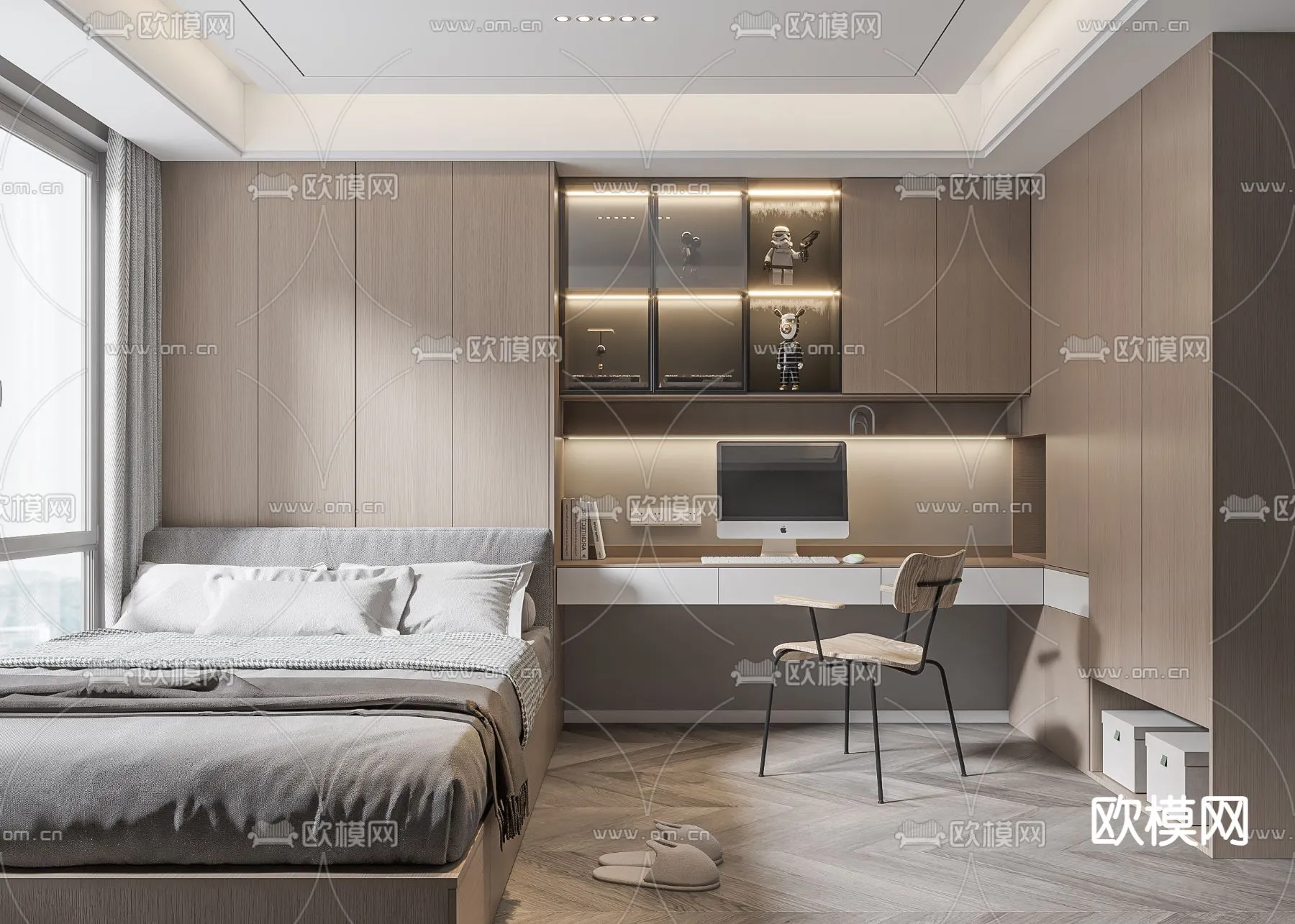 BEDROOM – MODERN STYLE – VRAY / CORONA – 3D MODEL – 2134