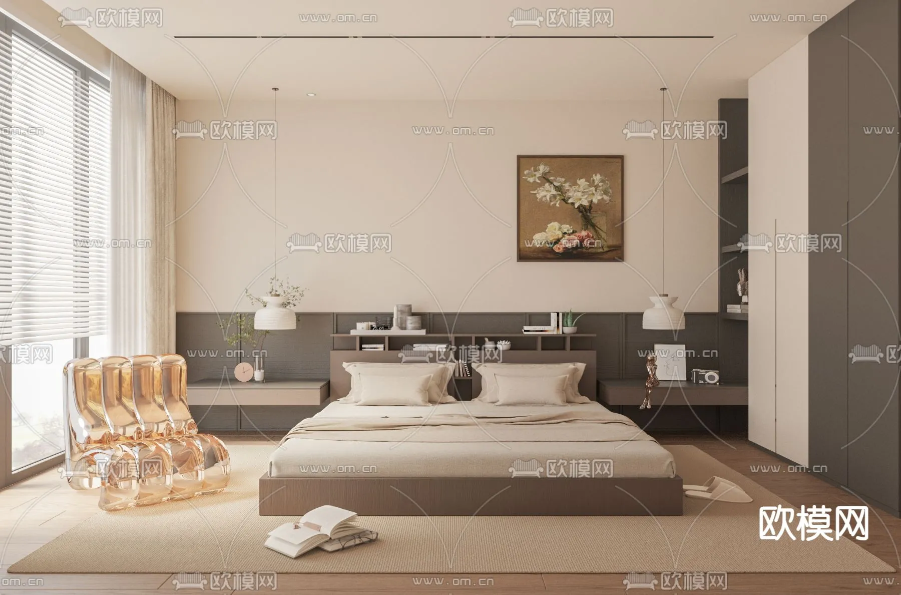 BEDROOM – MODERN STYLE – VRAY / CORONA – 3D MODEL – 2136