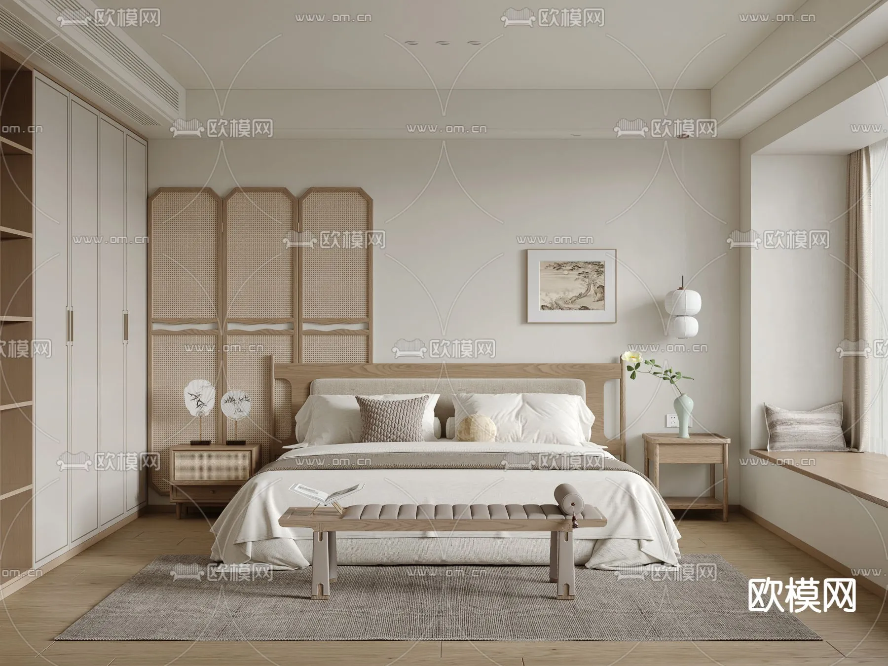 BEDROOM – MODERN STYLE – VRAY / CORONA – 3D MODEL – 2140