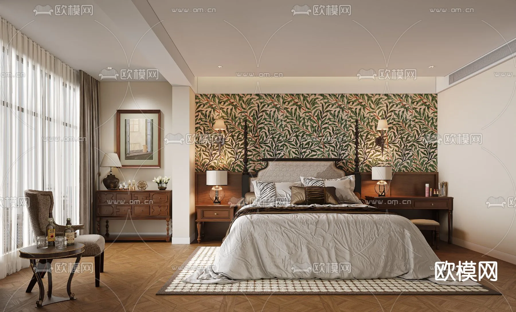 BEDROOM – MODERN STYLE – VRAY / CORONA – 3D MODEL – 2141