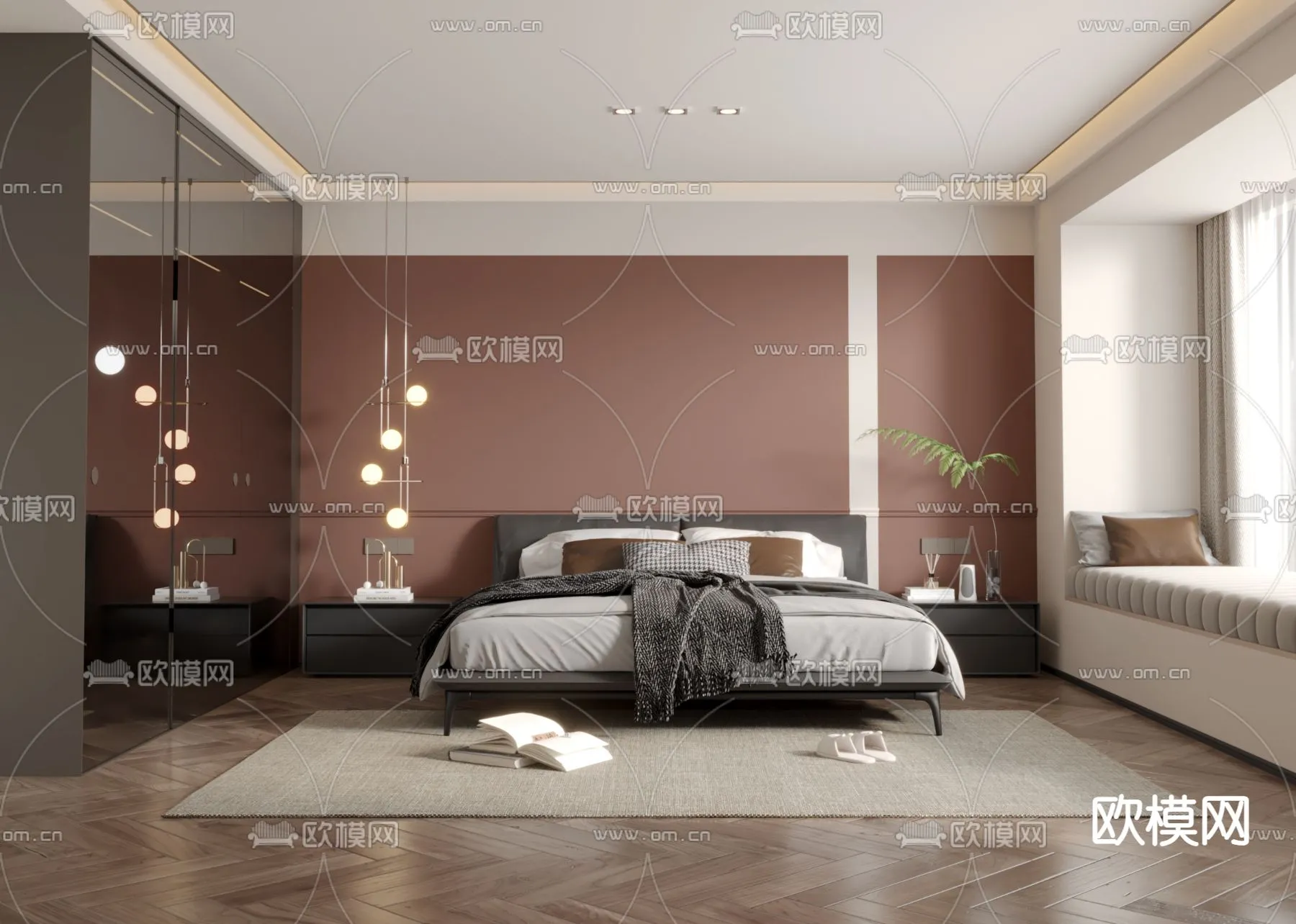 BEDROOM – MODERN STYLE – VRAY / CORONA – 3D MODEL – 2147