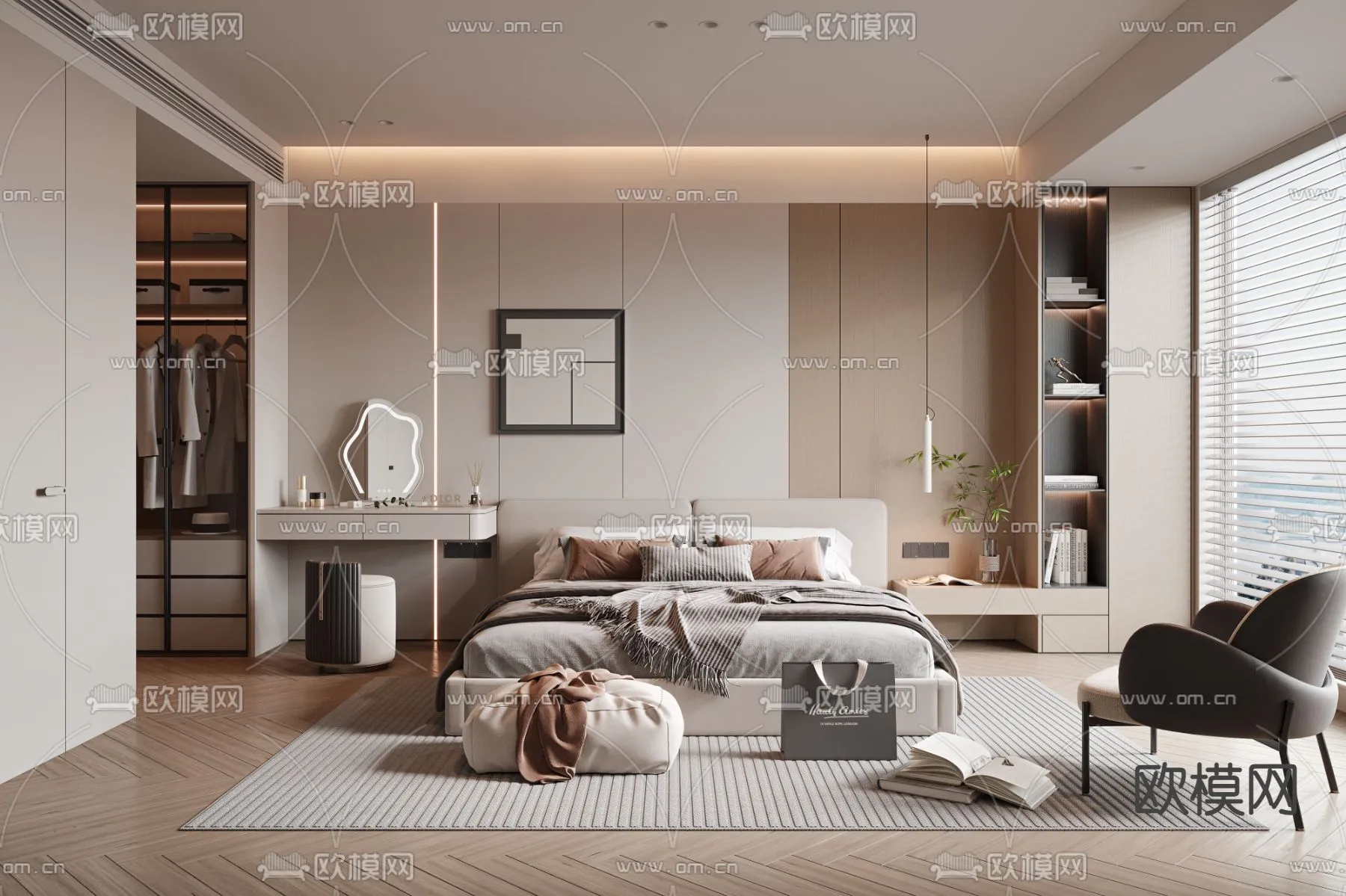 BEDROOM – MODERN STYLE – VRAY / CORONA – 3D MODEL – 2148