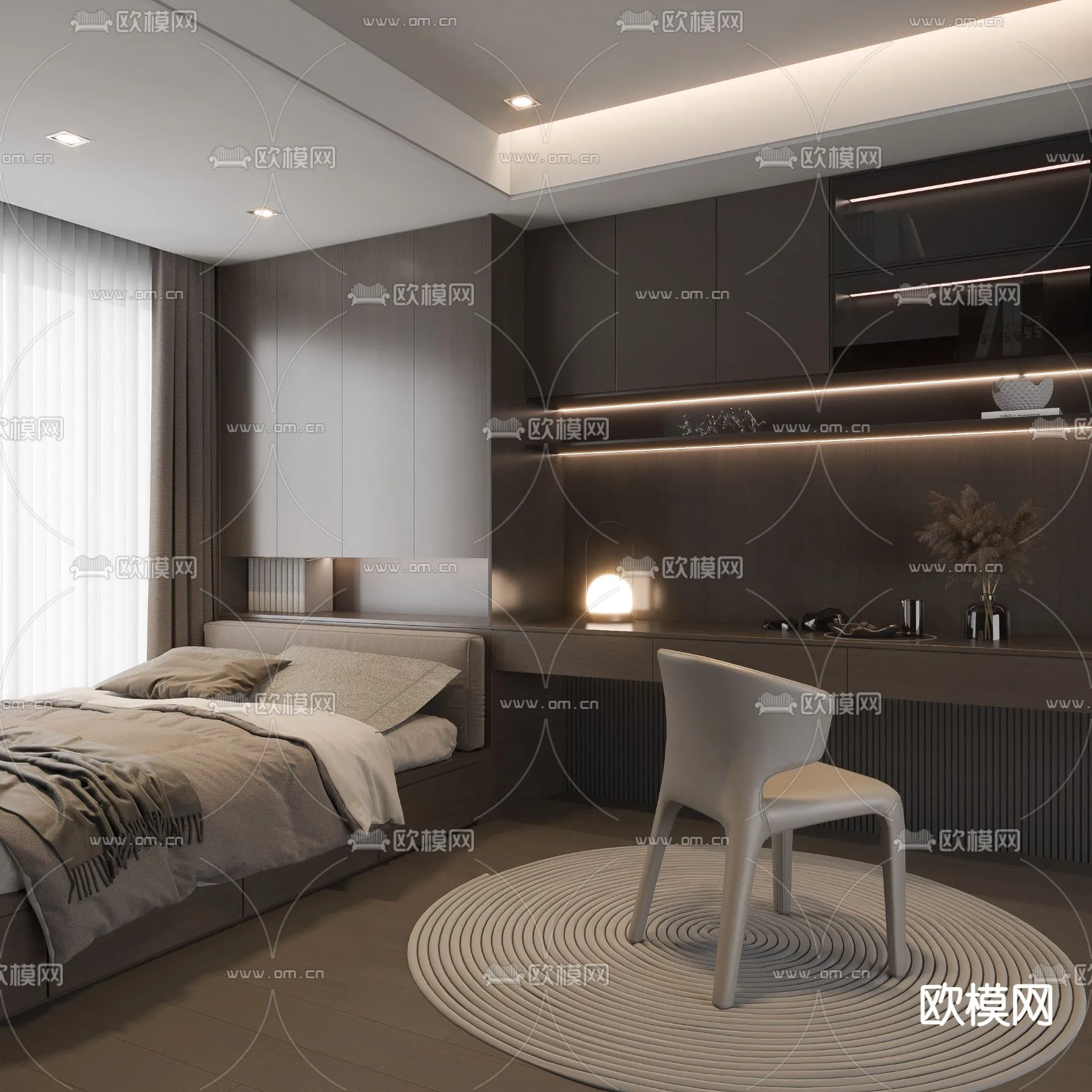 BEDROOM – MODERN STYLE – VRAY / CORONA – 3D MODEL – 2149