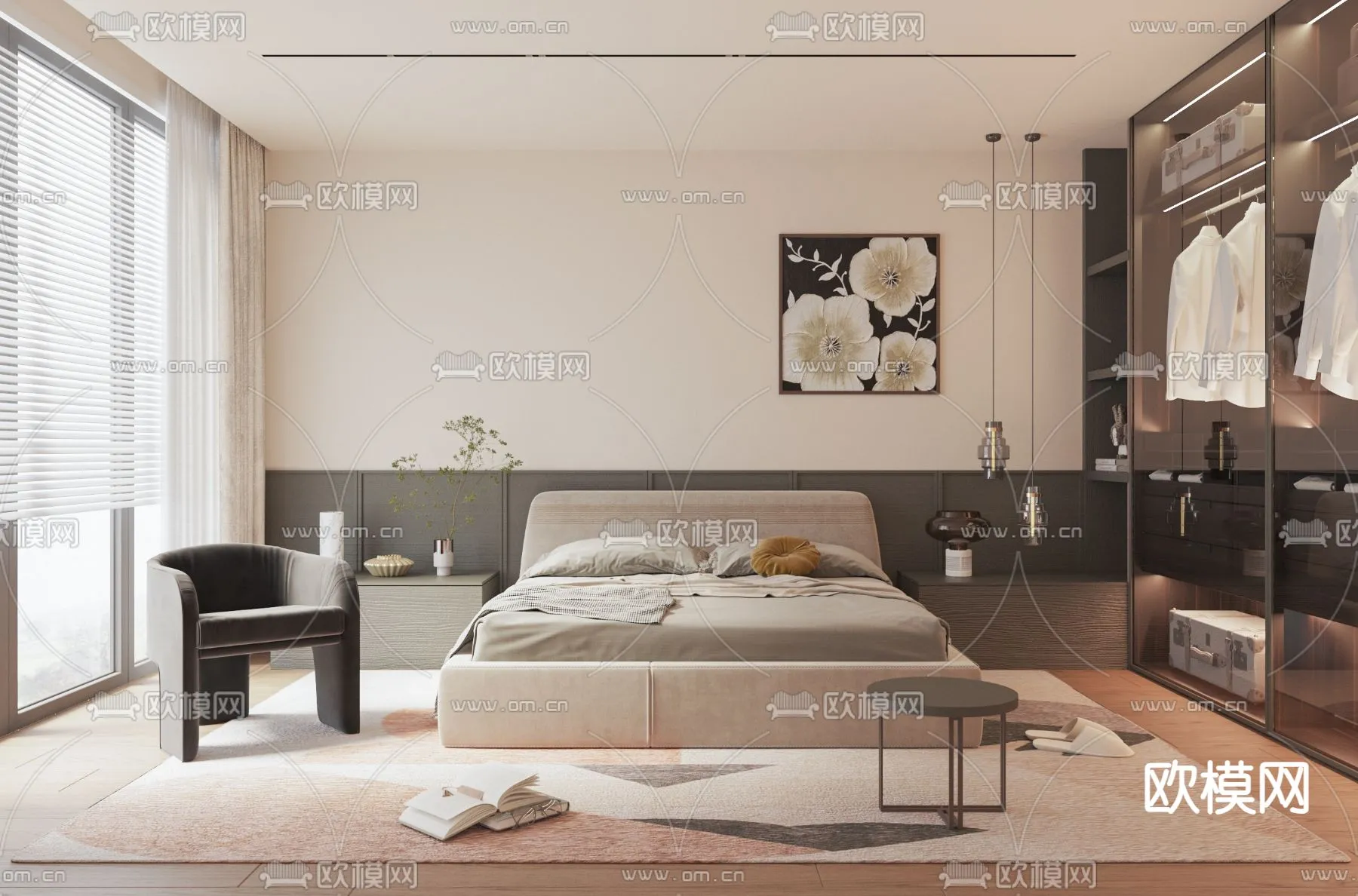 BEDROOM – MODERN STYLE – VRAY / CORONA – 3D MODEL – 2156