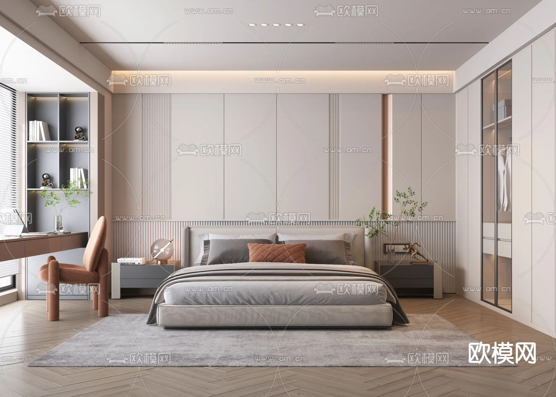 BEDROOM – MODERN STYLE – VRAY / CORONA – 3D MODEL – 2157