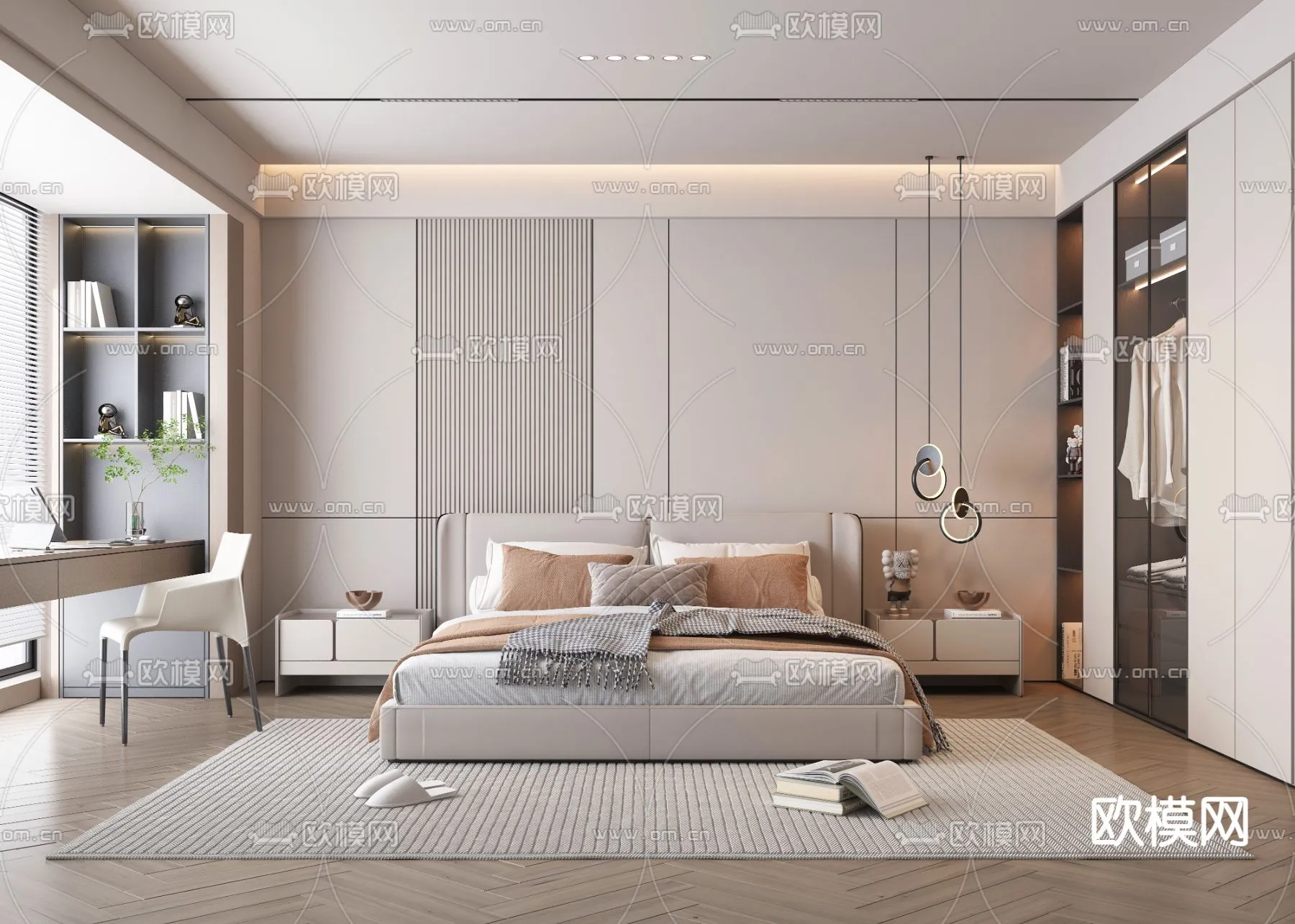 BEDROOM – MODERN STYLE – VRAY / CORONA – 3D MODEL – 2158