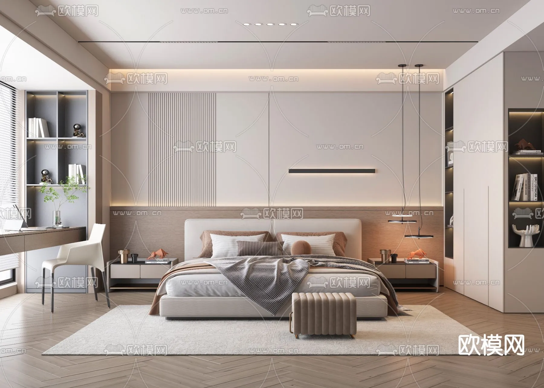 BEDROOM – MODERN STYLE – VRAY / CORONA – 3D MODEL – 2159