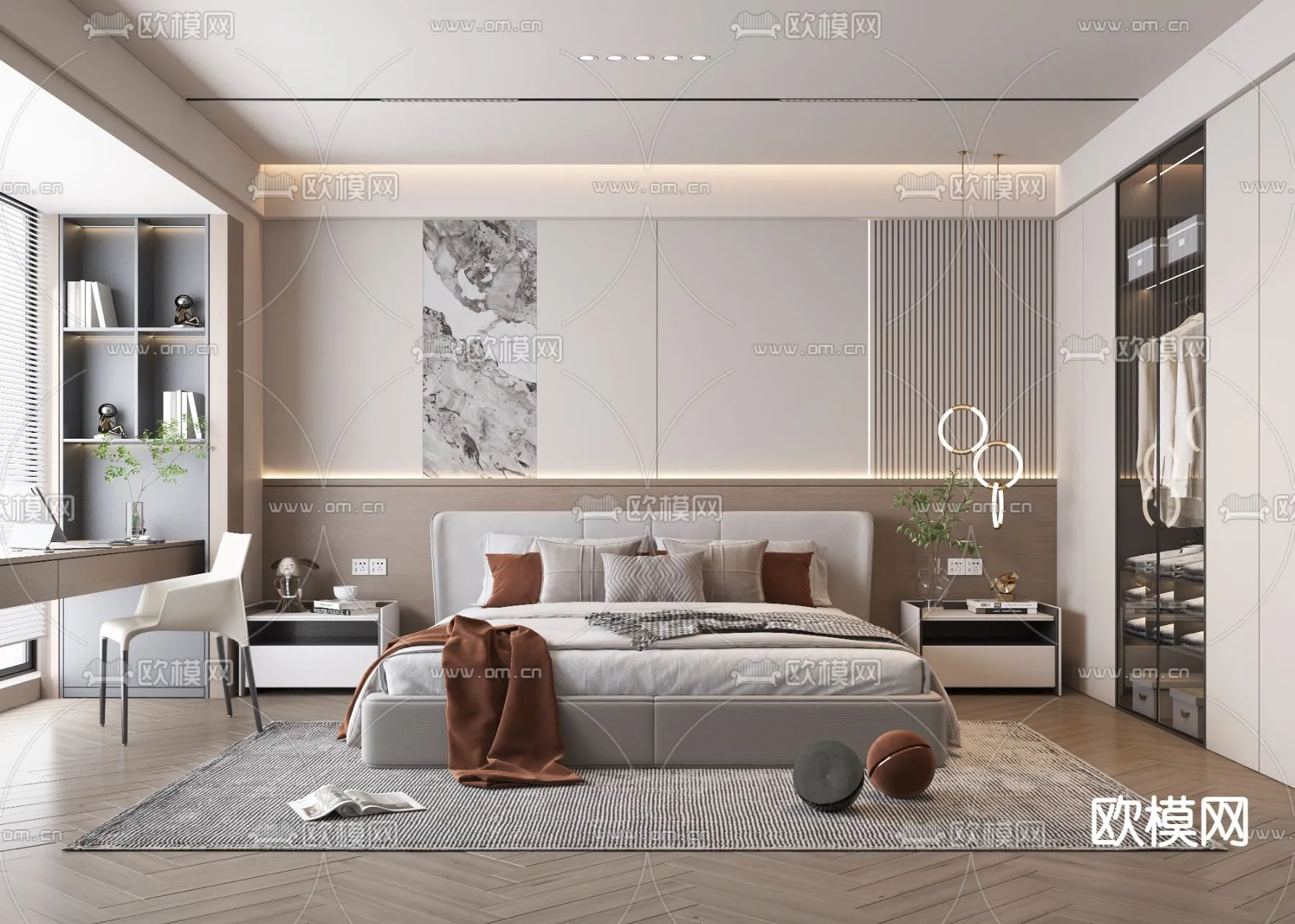 BEDROOM – MODERN STYLE – VRAY / CORONA – 3D MODEL – 2161