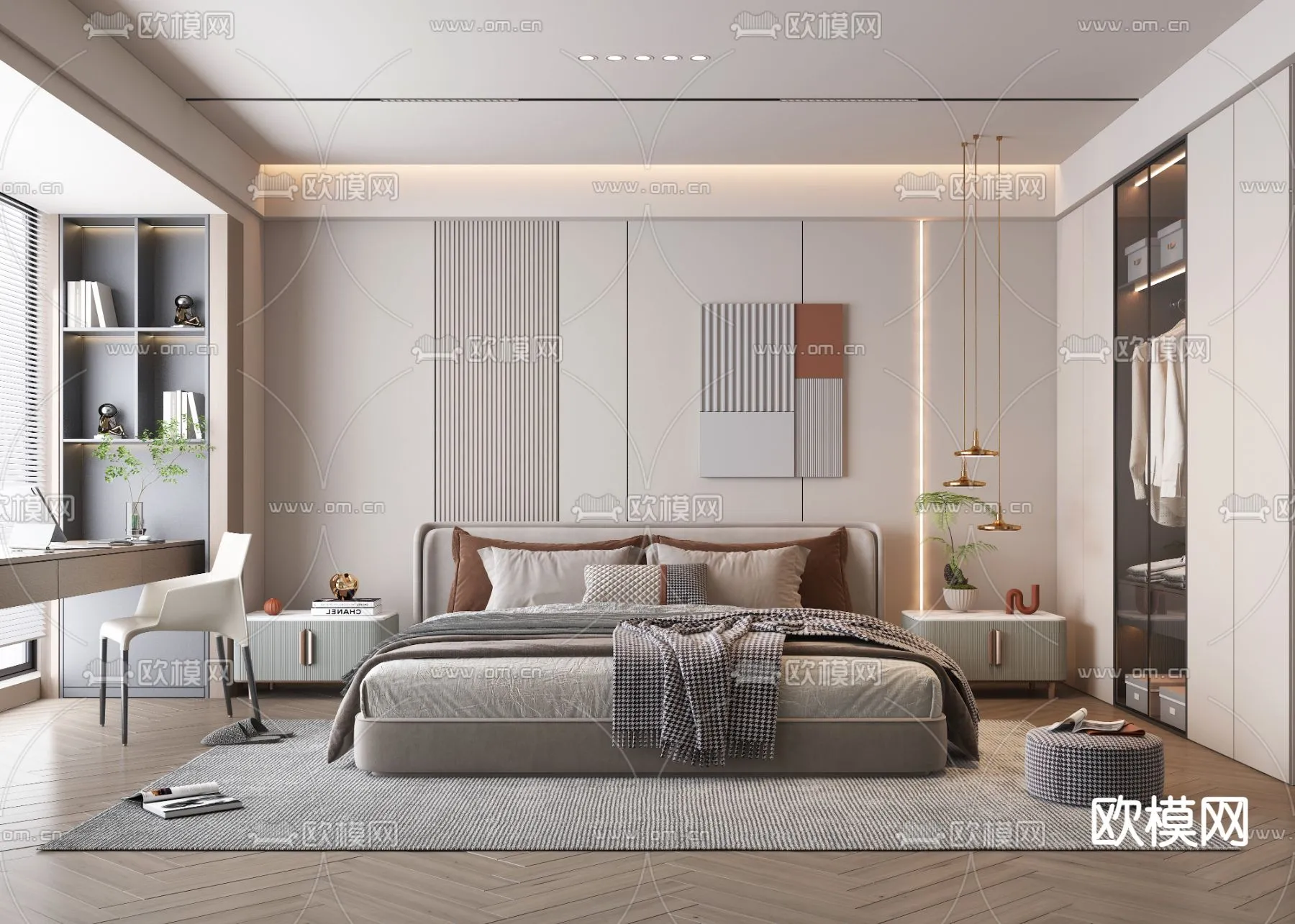 BEDROOM – MODERN STYLE – VRAY / CORONA – 3D MODEL – 2162