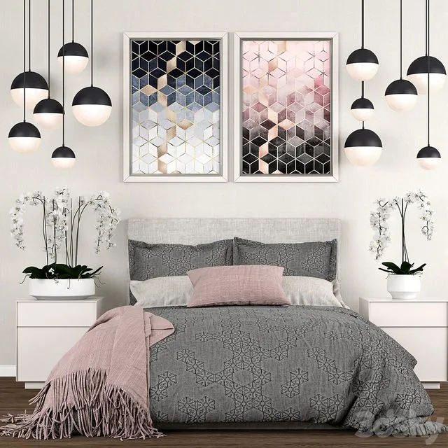 Bedroom set 9 Vray 3D Model