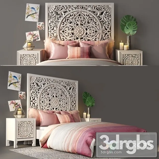 Bedside Anthropologie Bed 3D Model Download