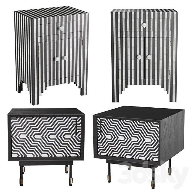 Bedside cabinets with LoftConсept inlay 3D Model Bedside cabinets with LoftConсept inlay 3D Model