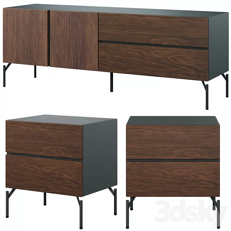 Bedside table and TV unit Fango by Cosmo 3D Model