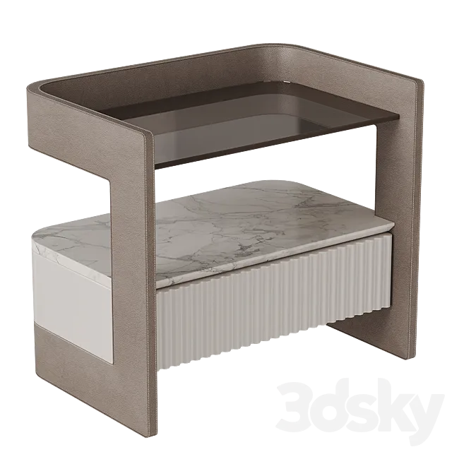 Bedside table in leather with stitching 3D Model Bedside table in leather with stitching 3D Model