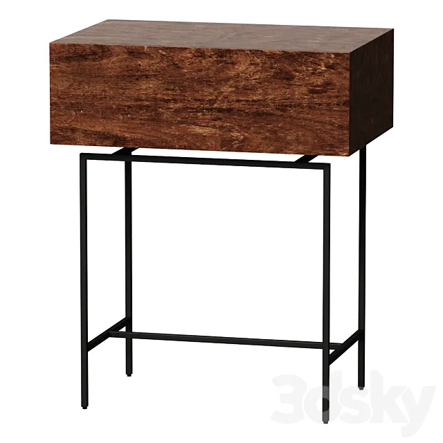 Bedside table Oreko walnut bedside table 3D Model