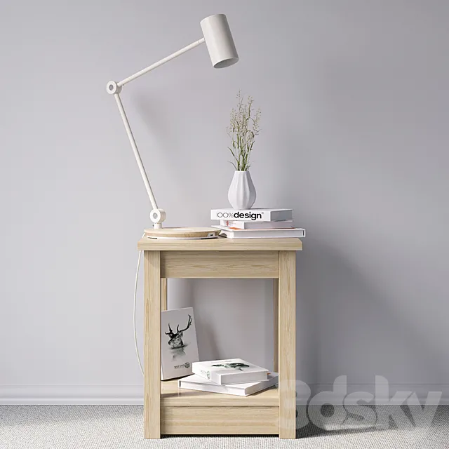 Bedside table with lamp 3DModel