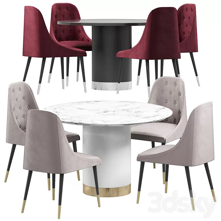 Beedle Chair & Ontario Dining Table 3D Model