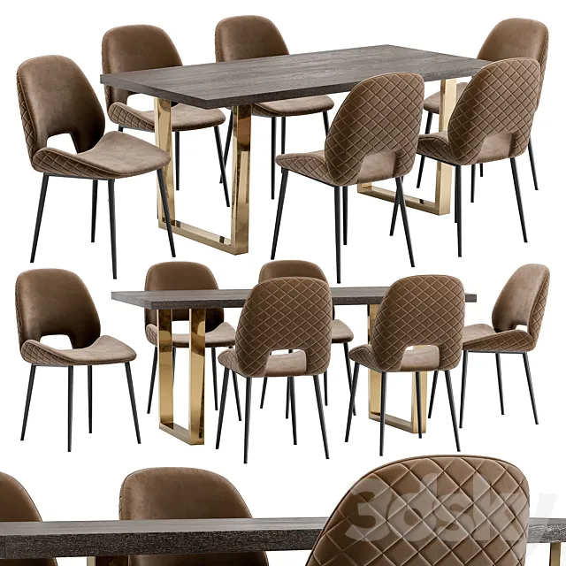 Beekman Dining Chair and Osaka Table 3D Model Beekman Dining Chair and Osaka Table 3D Model