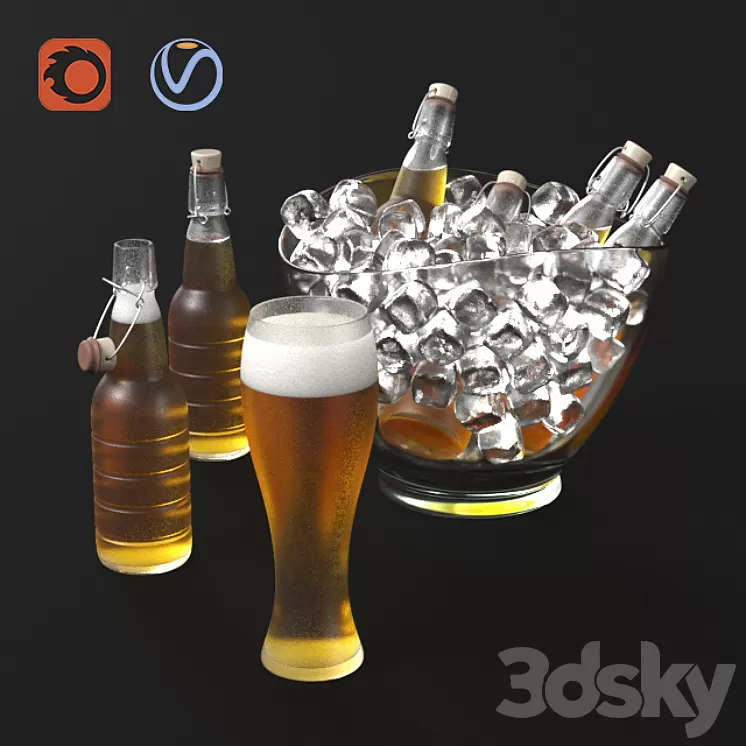 Beer and ice 3D Model