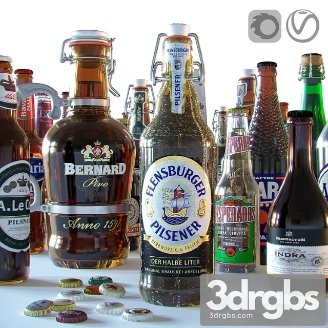 Beer bottles 3D Model Download