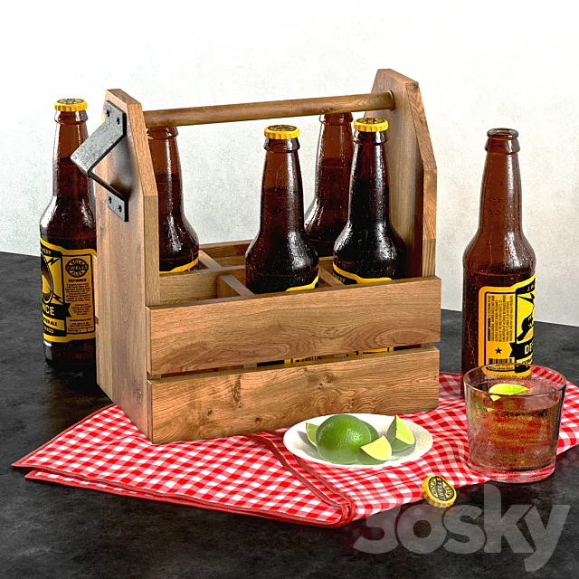 Beer box and lime 3D Model