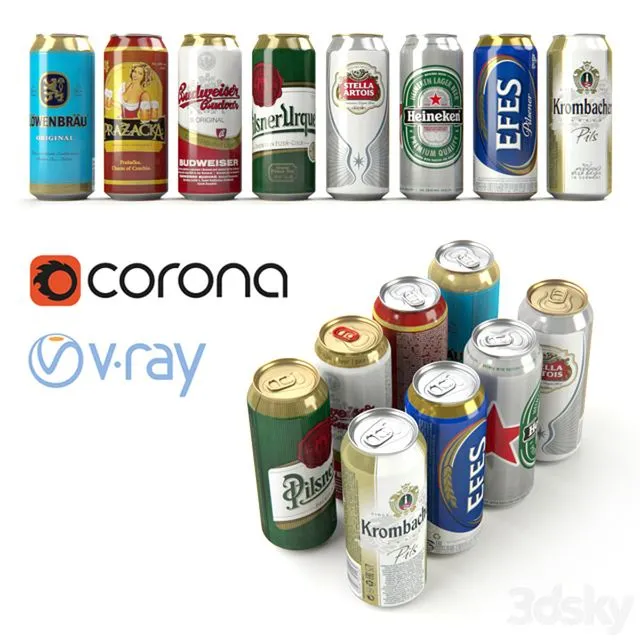Beer in aluminum cans 2 3D Model