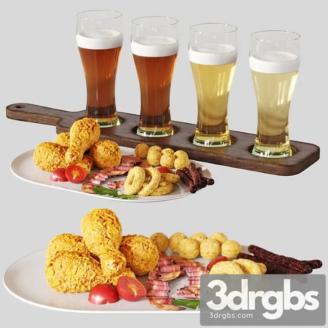 Beer set with snack 3D Model Download