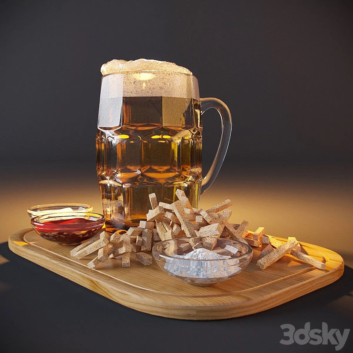 Beer with croutons 3D Model Beer with croutons 3D Model