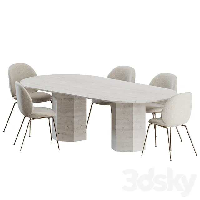 Beetle Chair Dinning Set by Gubi 3DModel Beetle Chair Dinning Set by Gubi 3DModel