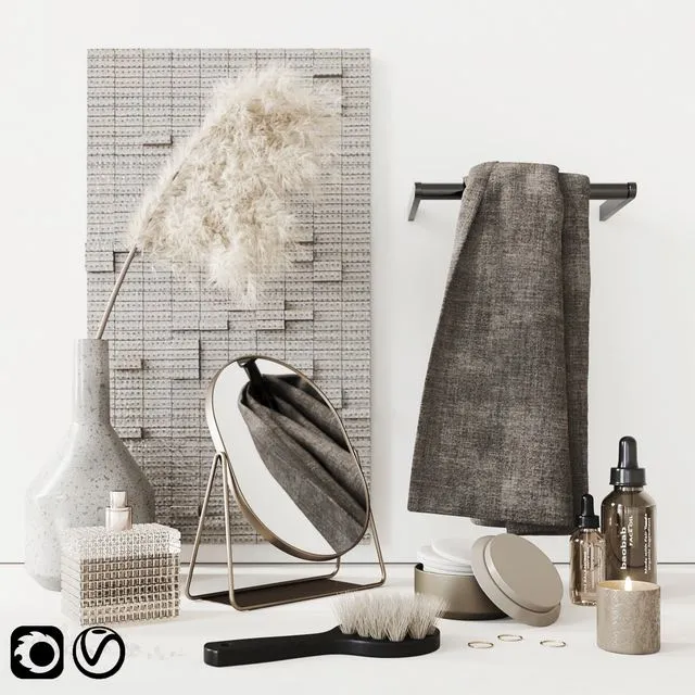 Beige Bathroom Set 3D Model Beige Bathroom Set 3D Model