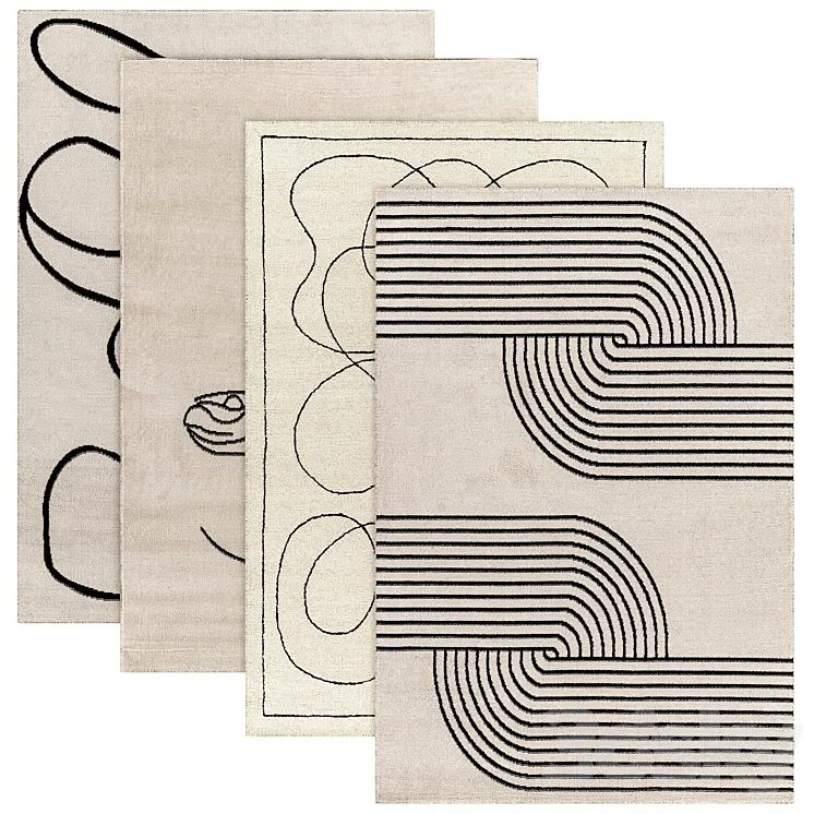 Beige collection rugs 3D Model Free Download