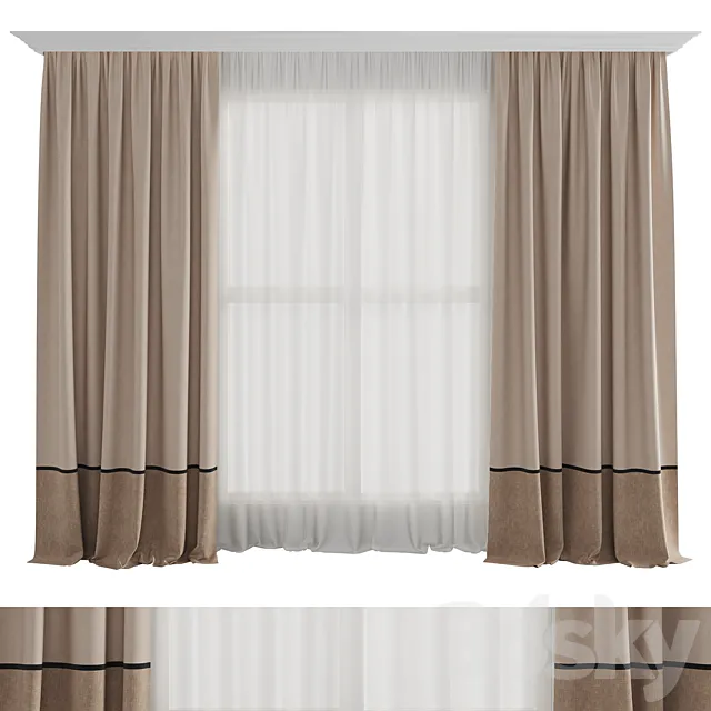 beige curtains 3D Model