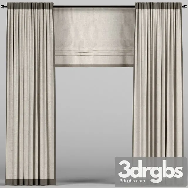Beige curtains. 3D Model Download
