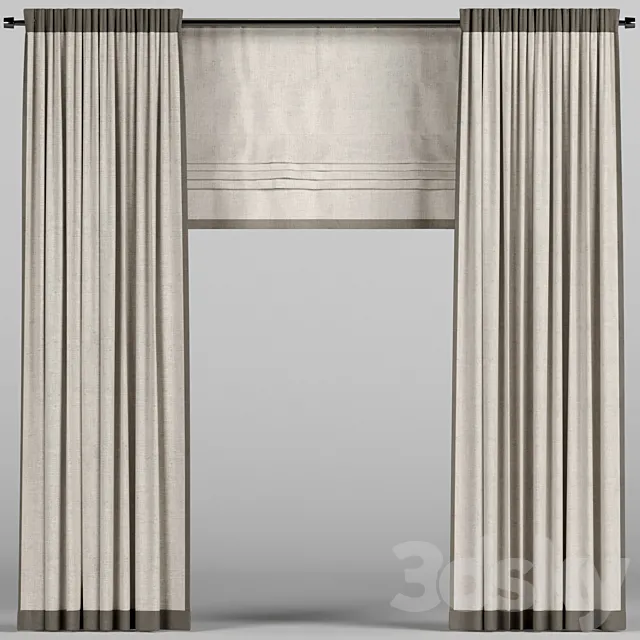 Beige curtains. 3D Model Beige curtains. 3D Model