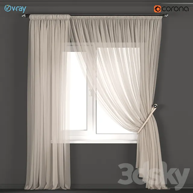 Beige tulle with a garter on a rope. 3D Model Beige tulle with a garter on a rope. 3D Model