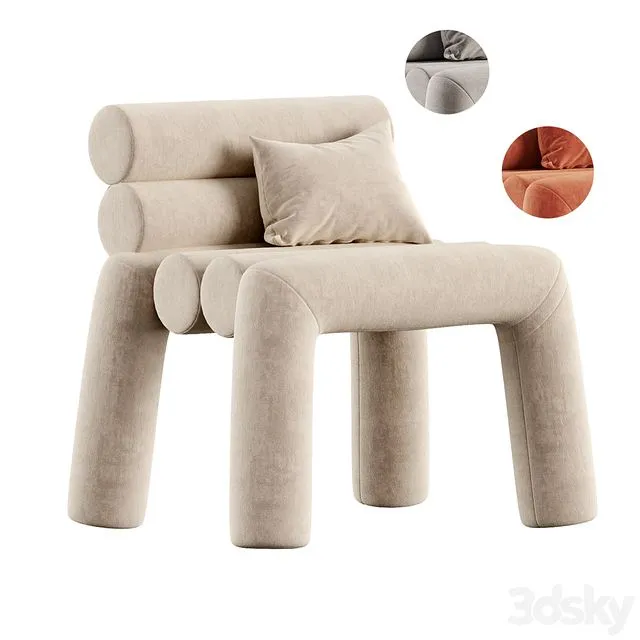 Beige Velvet Accent Chair 3D Model Beige Velvet Accent Chair 3D Model