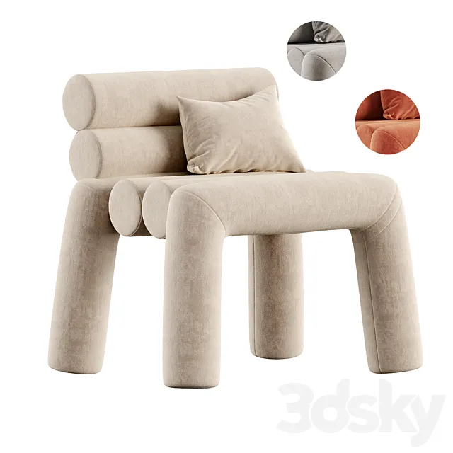 Beige Velvet Accent Chair 3D Model Beige Velvet Accent Chair 3D Model