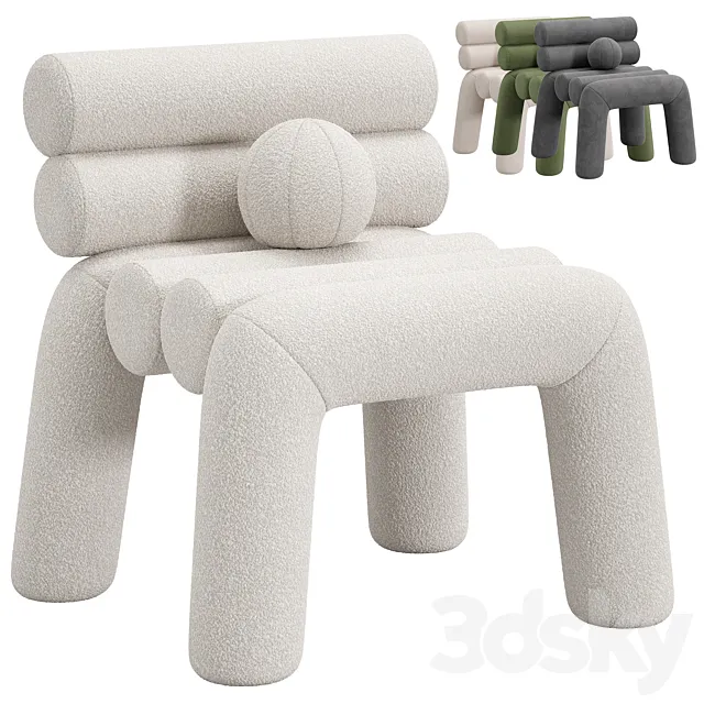 Beige Velvet Accent Chair by Homary 3DModel Beige Velvet Accent Chair by Homary 3DModel