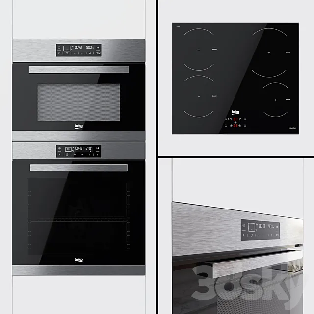 Beko – oven BIM32400 compact oven BQW12400 and hob HII64400AT 3D Model