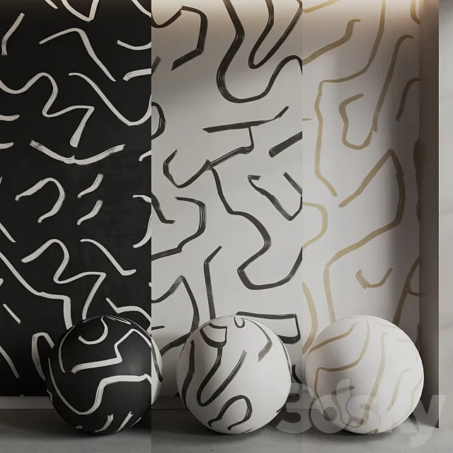 BELARTESTUDIO Murals Seamless set Artistic Lines 3D Model BELARTESTUDIO Murals Seamless set Artistic Lines 3D Model