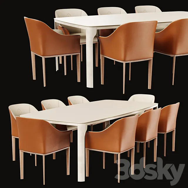 Belgado Table & Anabel Chair (trussardi Casa) 3DModel Belgado Table & Anabel Chair (trussardi Casa) 3DModel