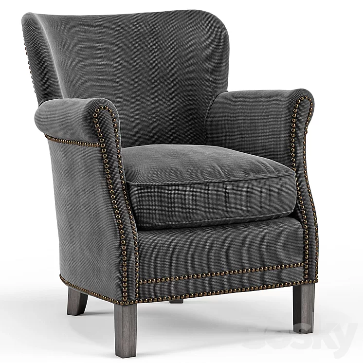 Belgian Club Chair with Nailheads 3D Model