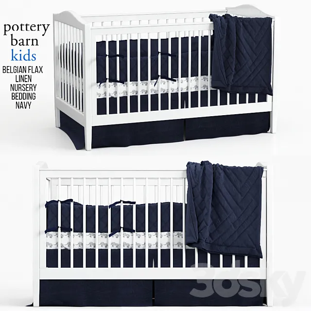 Belgian Flax Linen Nursery Bedding 3DModel Belgian Flax Linen Nursery Bedding 3DModel