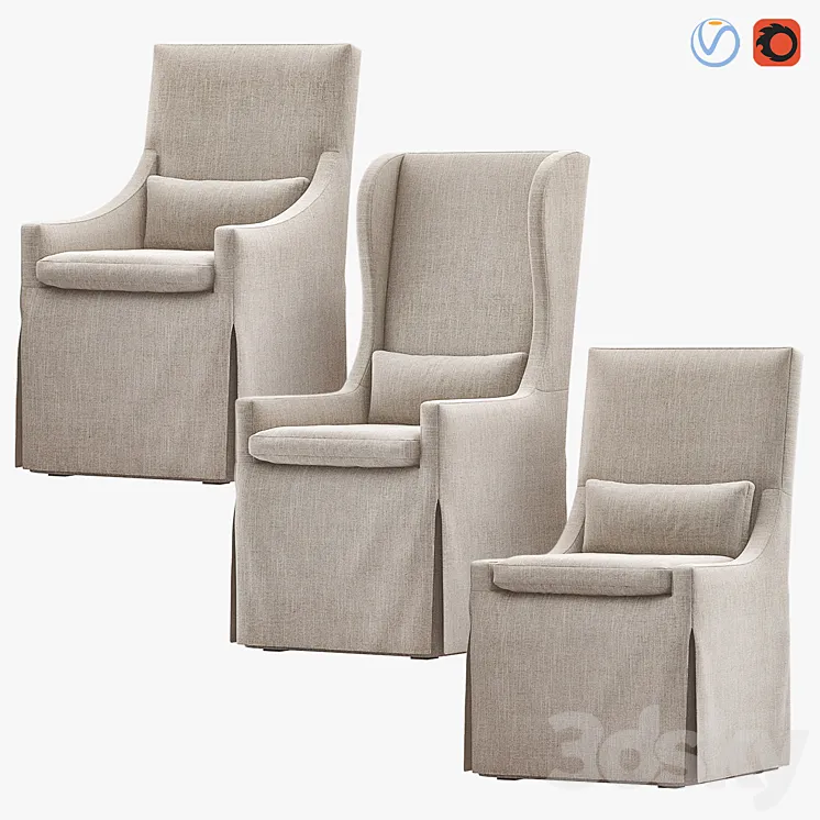 BELGIAN Slip Covered Dining Chairs 3D Model Free Download