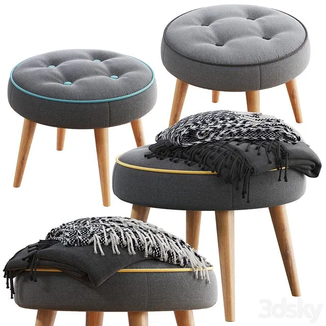 Belham Living Milo Mid-Century Modern Ottoman 3D Model