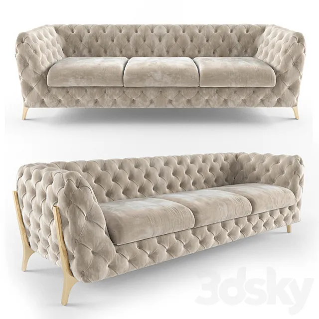 Belle Epoque Chesterfield Tufted Sofa 3D Model Belle Epoque Chesterfield Tufted Sofa 3D Model