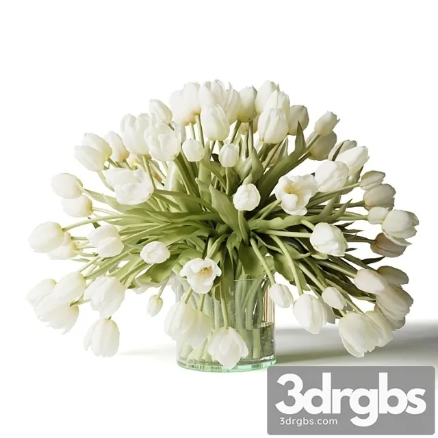 Belye Tiulpany V Vaze Buket Tsvetov 3D Model Download