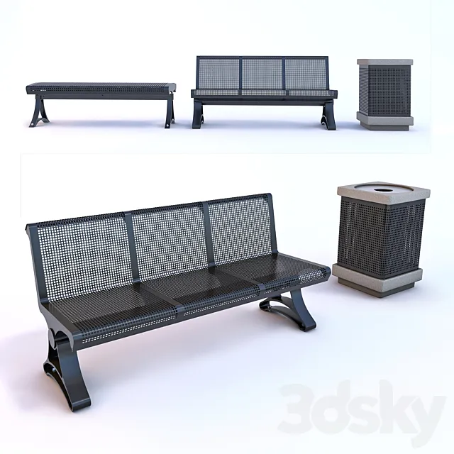 Bench and bin Naman 3DModel Bench and bin Naman 3DModel