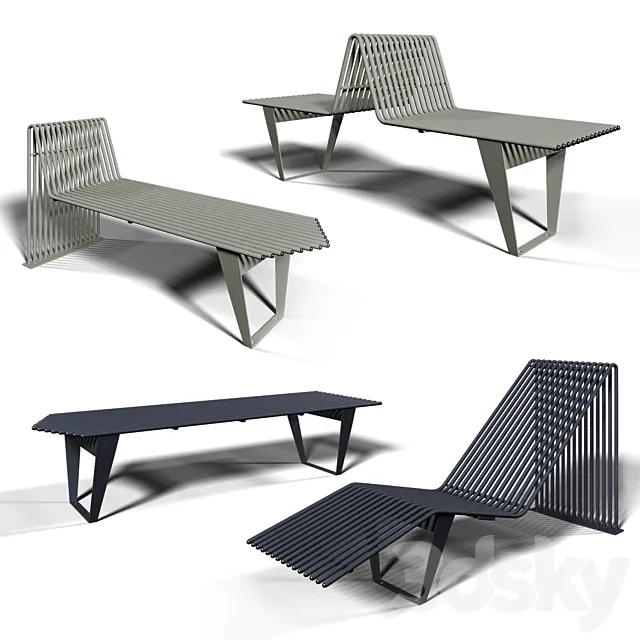 bench and chaise lounge “puntogroup infinity” 3D Model bench and chaise lounge “puntogroup infinity” 3D Model